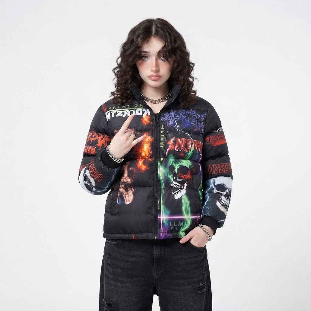 Women’s Halloween Puffer Jacket | Premium Quilted  Jacket for Halloween