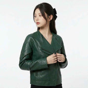Sculptural Fold-Front Leather Jacket | Women’s Stylish Premium Leather Jacket
