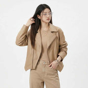 Asymmetric Relaxed Sculpted Leather Jacket | Premium Women’s Leather Jacket