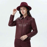 Women’s Burnt Caramel Leather Utility Fall Jacket | Premium Genuine Leather Jacket