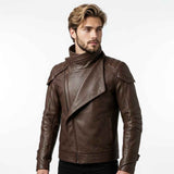 Wandelbare Lederjacke mit Klappenverschluss | Stilvolle Premium Bikerjacke