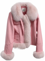 BFL Women’s Snow Blossom Fur Leather Jacket