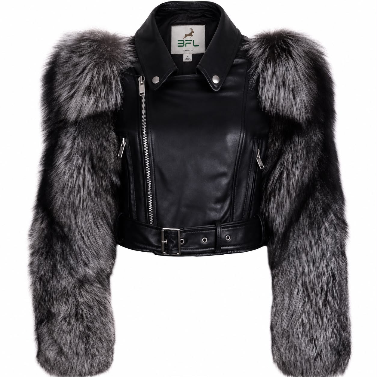 BFL Midnight Glacier Fur Cropped Leather Jacket