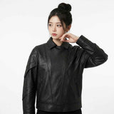 Asymmetric Panel Leather Jacket | Women’s Stylish Premium Leather Jacket
