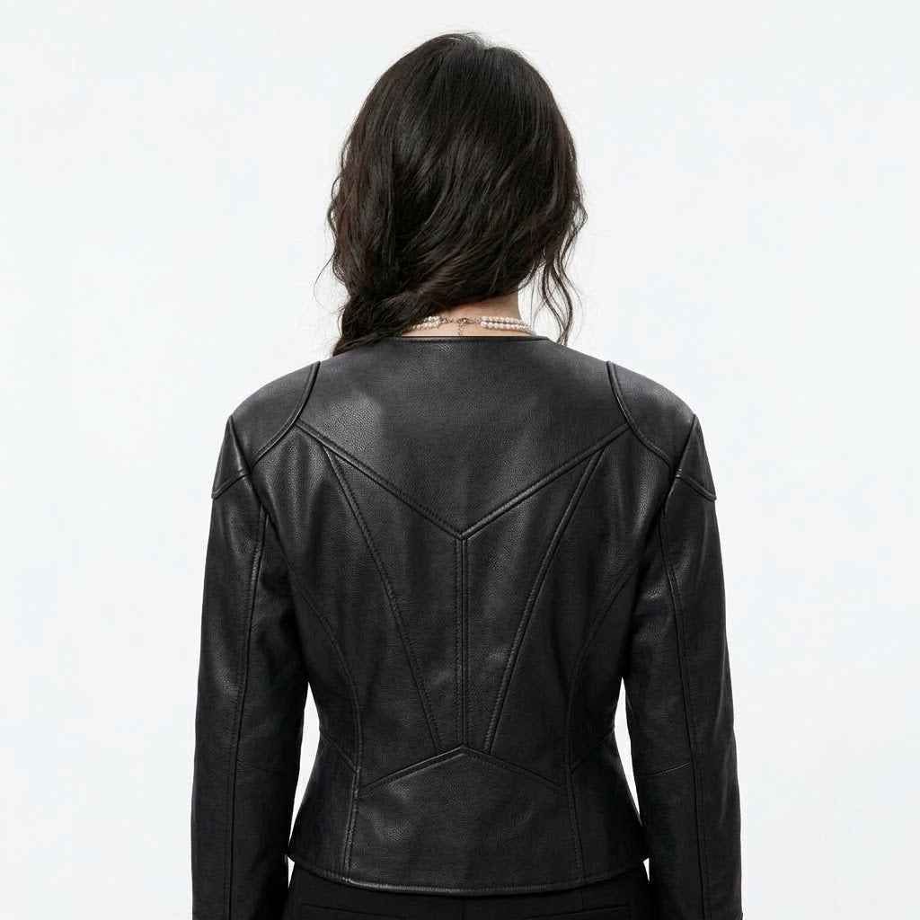 Women’s Split-Curve Moto Leather Jacket | Stylish Premium Biker Jacket
