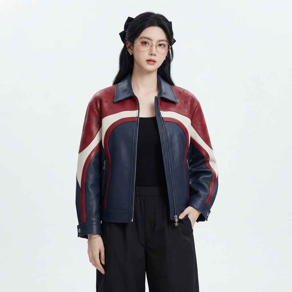 Women’s 4th of July Leather Jacket | Premium Patriotic Fashion Jacket