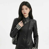 Women’s Asymmetric Sculpted Leather Jacket | Premium Biker Jacket