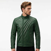 Men's Diagonal Pleat Leather Field Jacket | Stylish Premium Leather Jacket