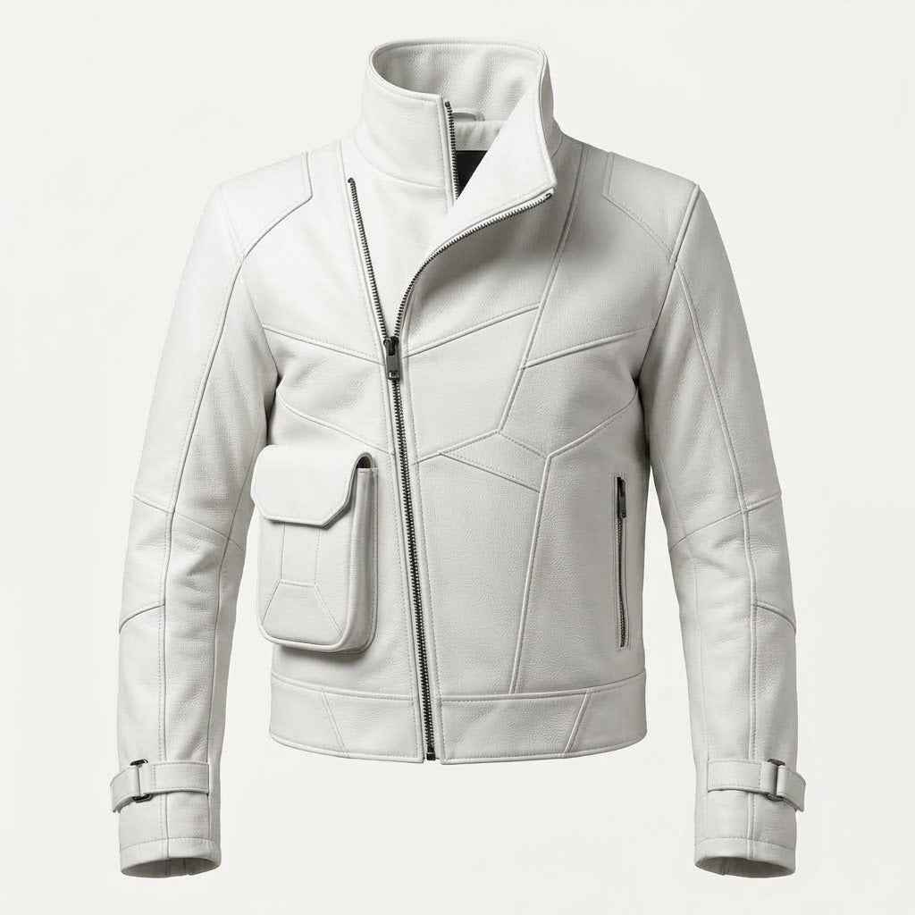 Modern Asymmetrical Zip Leather Jacket for Men