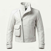 Modern Asymmetrical Zip Leather Jacket for Men