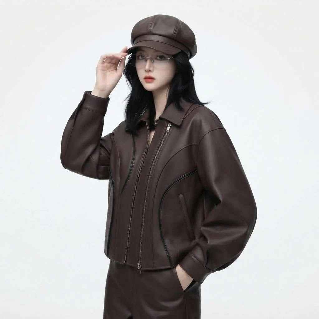 Women’s Sculpted Panel Leather Jacket | Premium Genuine Leather Jacket