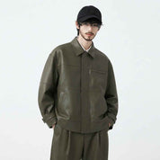 Men’s Oversized Utility Leather Jacket | Premium Leather Jacket