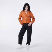 Women’s Halloween Embroidered Leather Jacket