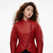 Women’s Sculpted Cocoon Leather Jacket | Stylish Premium Leather Jacket