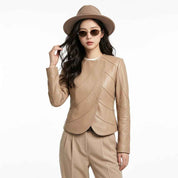 Women’s Sculpted Asymmetric Panel Leather Jacket | Premium Moto Jacket