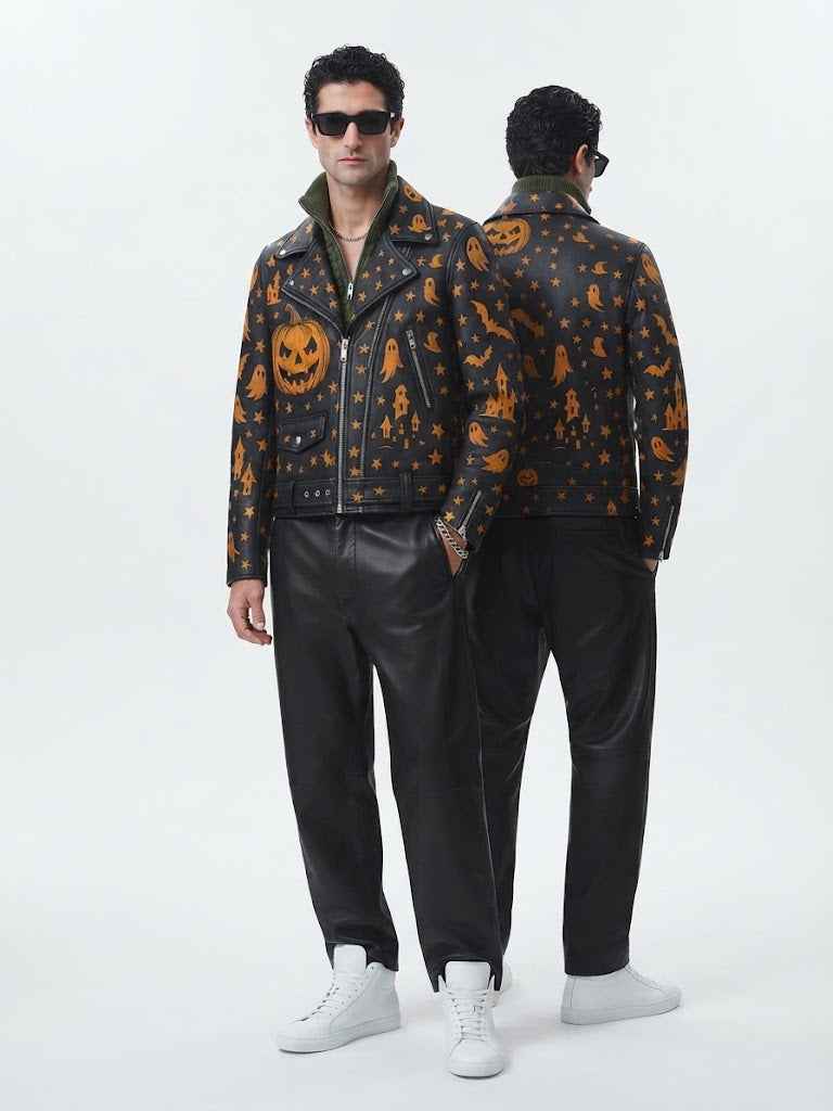 Men’s Halloween Leather Jacket | Premium Studded Biker Jacket