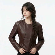Women’s Split-Curve Moto Leather Jacket | Stylish Premium Biker Jacket