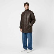 Men’s Leather Car Coat with Extended Shoulder Yoke | Premium Leather Coat
