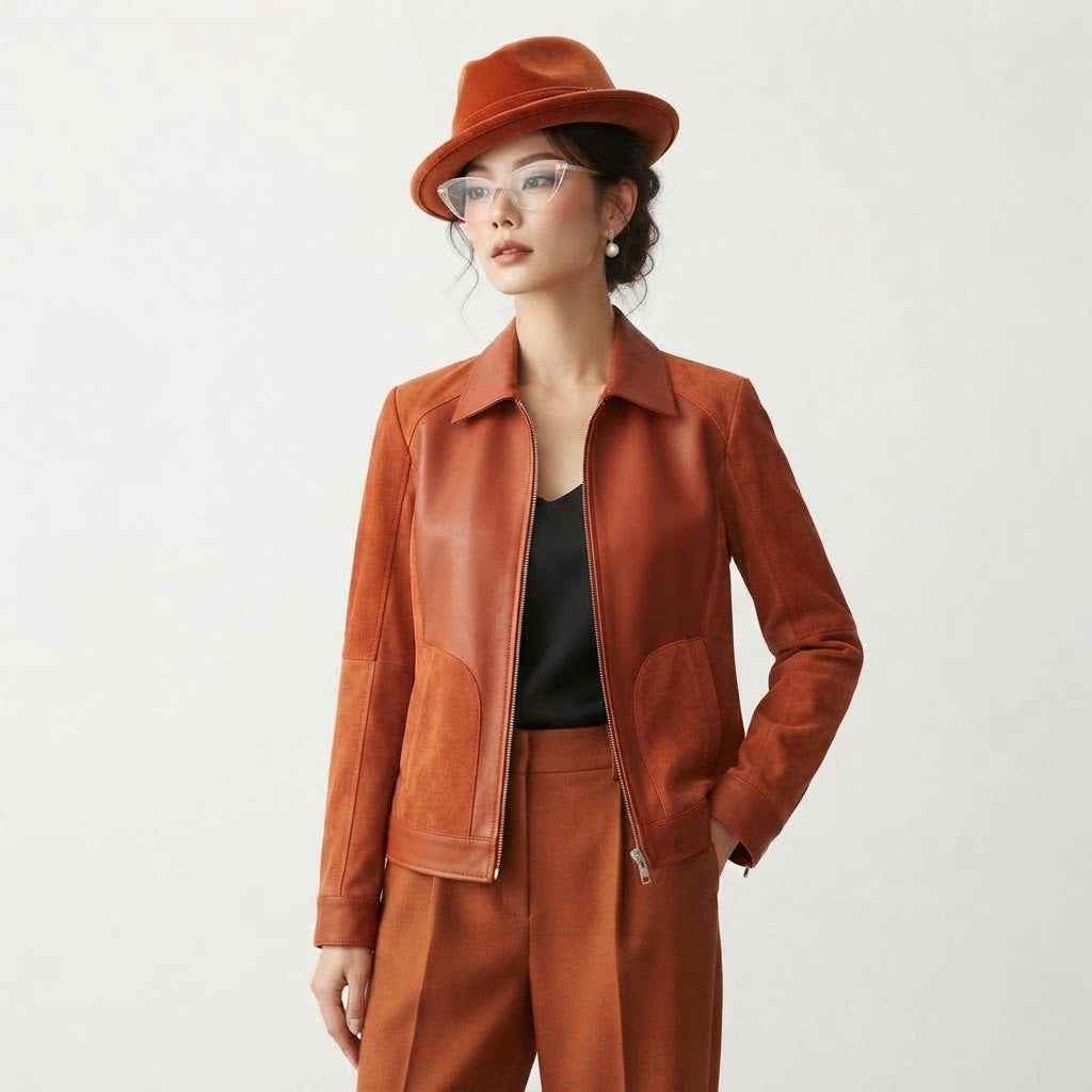 Women’s Chocolate Brown Full-Leather Fall Jacket | Premium Genuine Leather Autumn Jacket