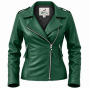 BFL Women’s Emerald Green Genuine Leather Jacket – Premium Leather Outerwear