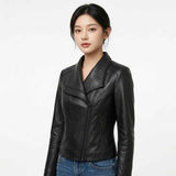 Women’s Sculpted Asymmetric Leather Jacket | Stylish Premium Biker Jacket
