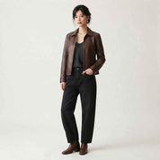 Women’s Chocolate Brown Full-Leather Fall Jacket | Premium Genuine Leather Autumn Jacket