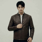 Men’s Multi-Contour Panel Leather Jacket | Premium Biker Jacket