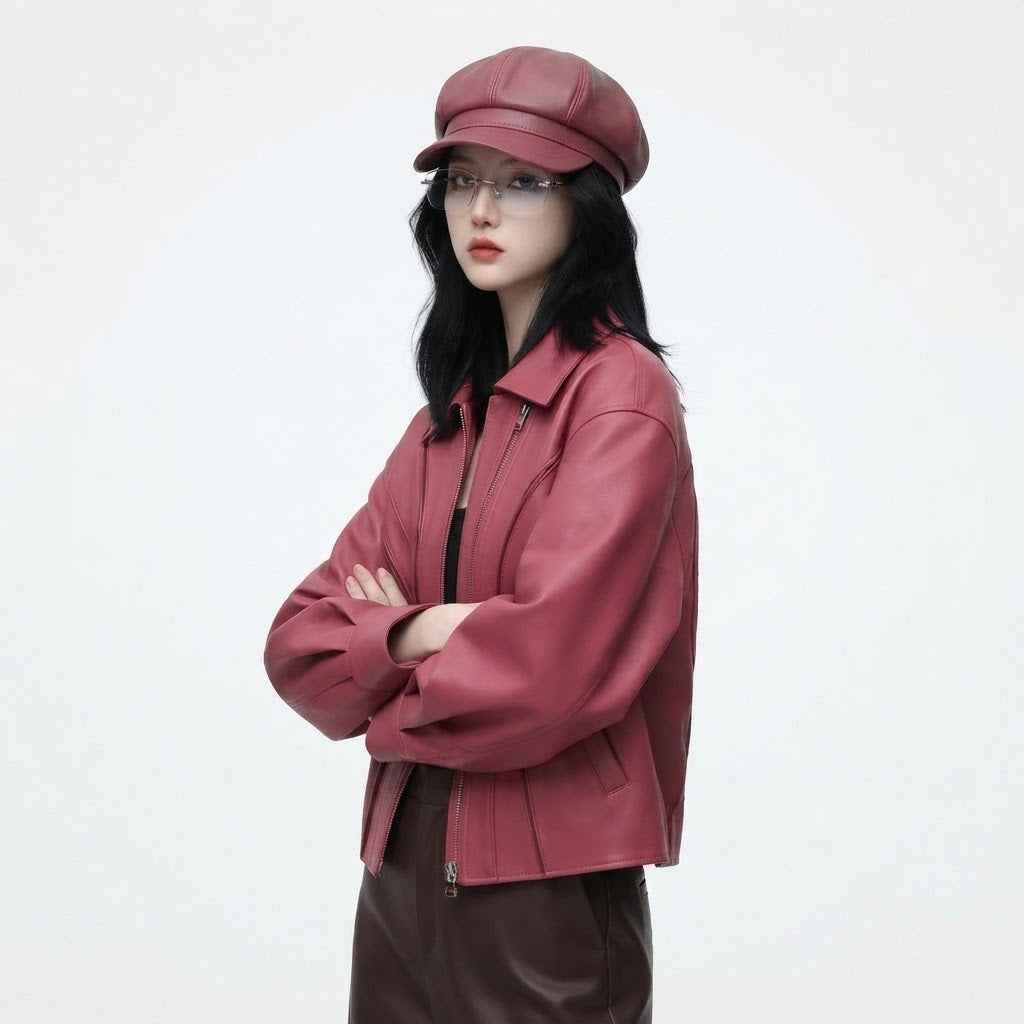 Women’s Sculpted Panel Leather Jacket | Premium Genuine Leather Jacket