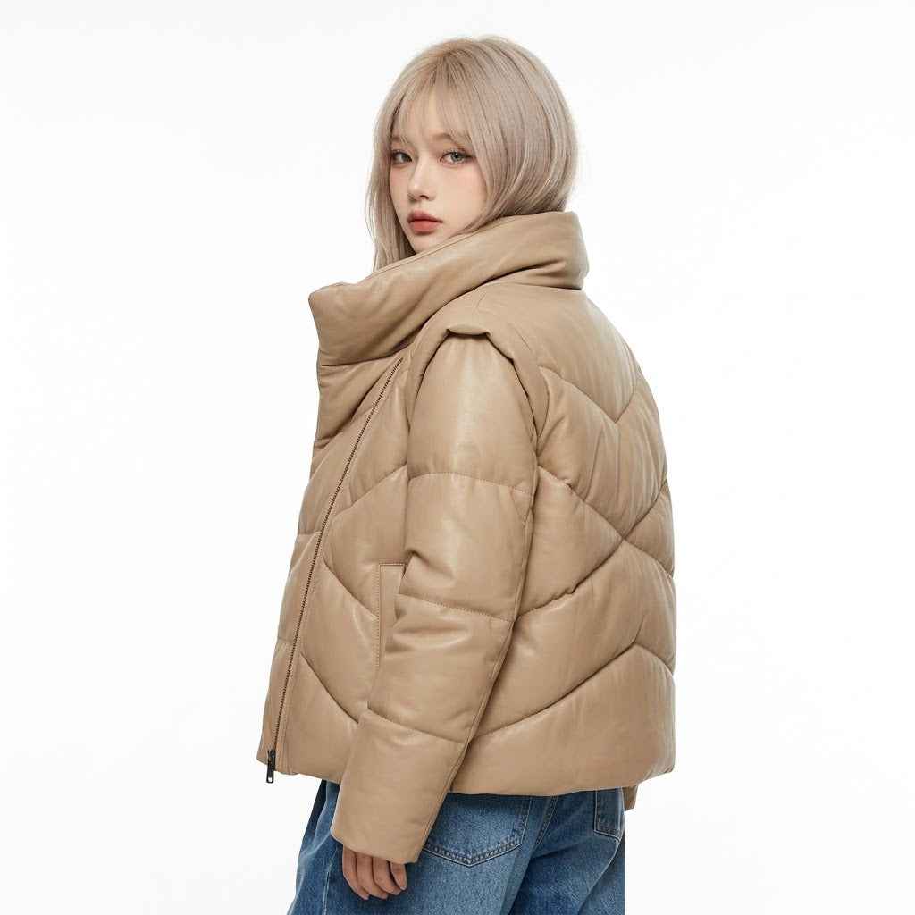 Sculpted Asymmetric Puffer Jacket | Women’s Stylish Premium Jacket