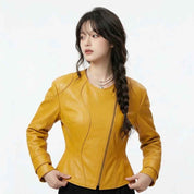 Women’s Split-Curve Moto Leather Jacket | Stylish Premium Biker Jacket