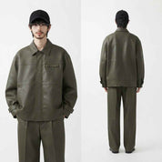 Men’s Oversized Utility Leather Jacket | Premium Leather Jacket