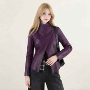 Draped Sculpted Leather Jacket | Premium Women’s Biker Jacket