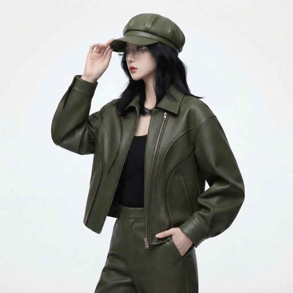 Women’s Sculpted Panel Leather Jacket | Premium Genuine Leather Jacket