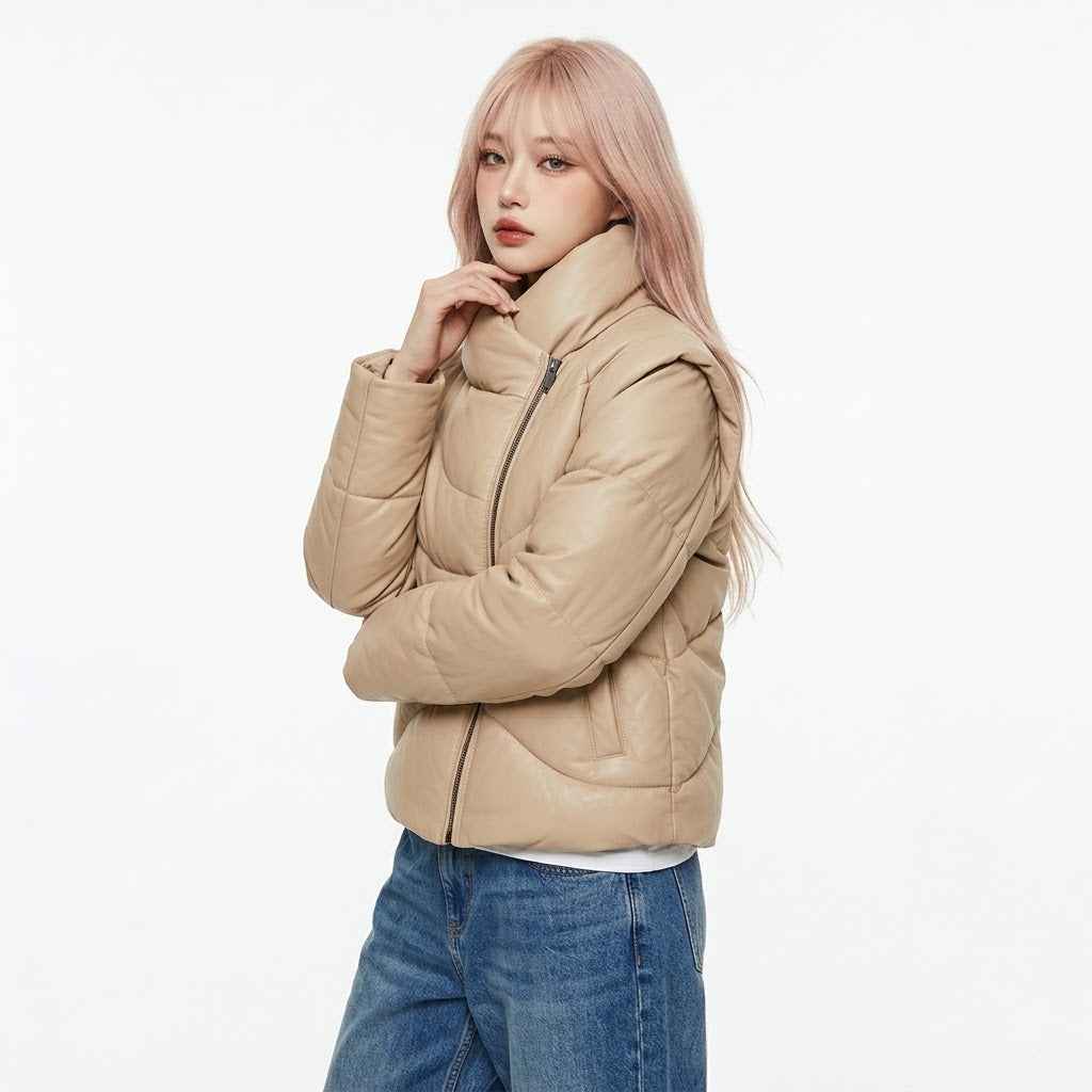 Sculpted Asymmetric Puffer Jacket | Women’s Stylish Premium Jacket
