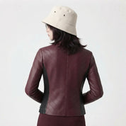 Women’s Diagonal Pleat Leather Jacket | Premium Genuine Leather