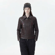 Women’s Spooky Halloween Leather Jacket | Gothic Black Genuine Leather Jacket