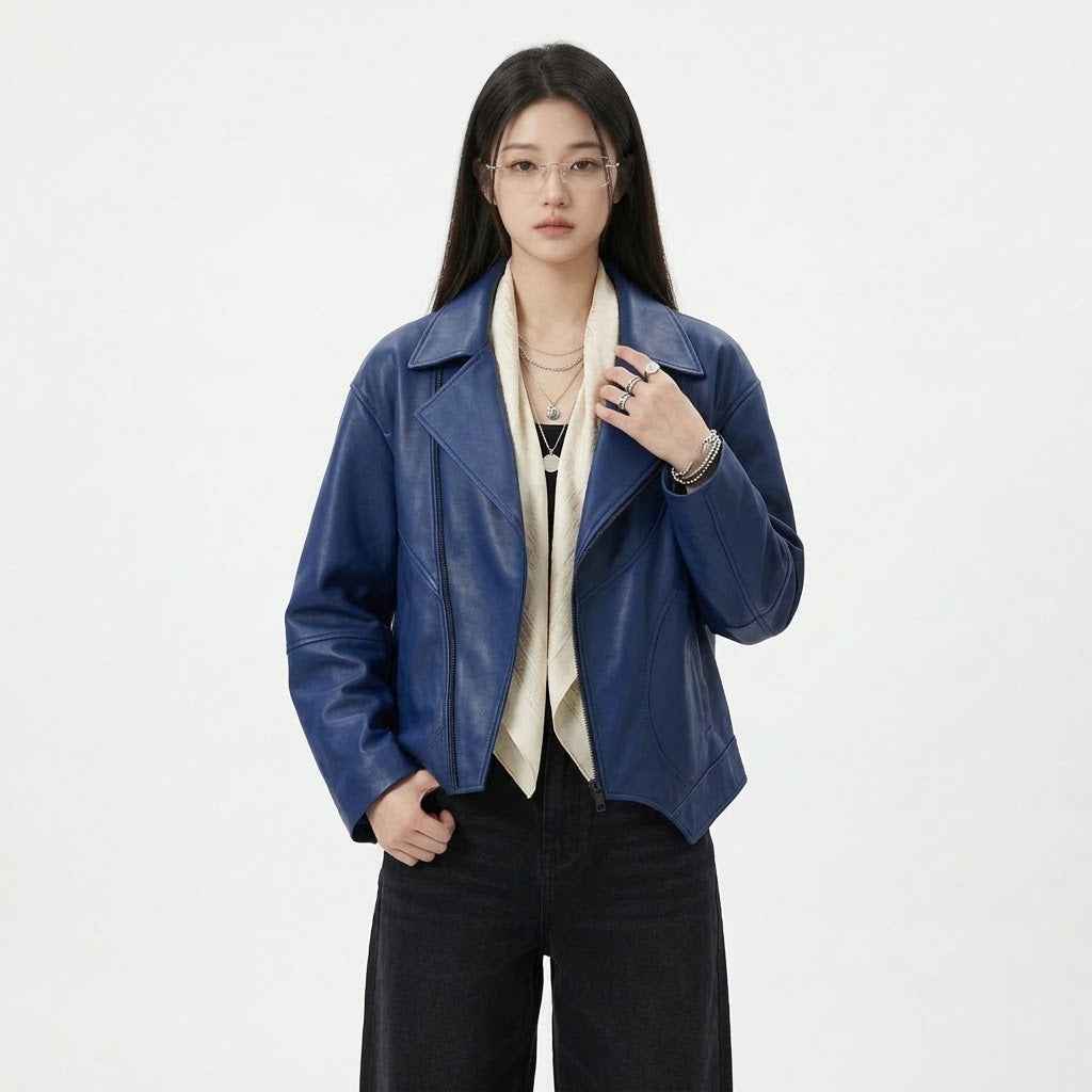 Asymmetric Relaxed Sculpted Leather Jacket | Premium Women’s Leather Jacket