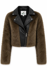 BFL Regent Luxury Sheep Leather Jacket with Brown Fur.