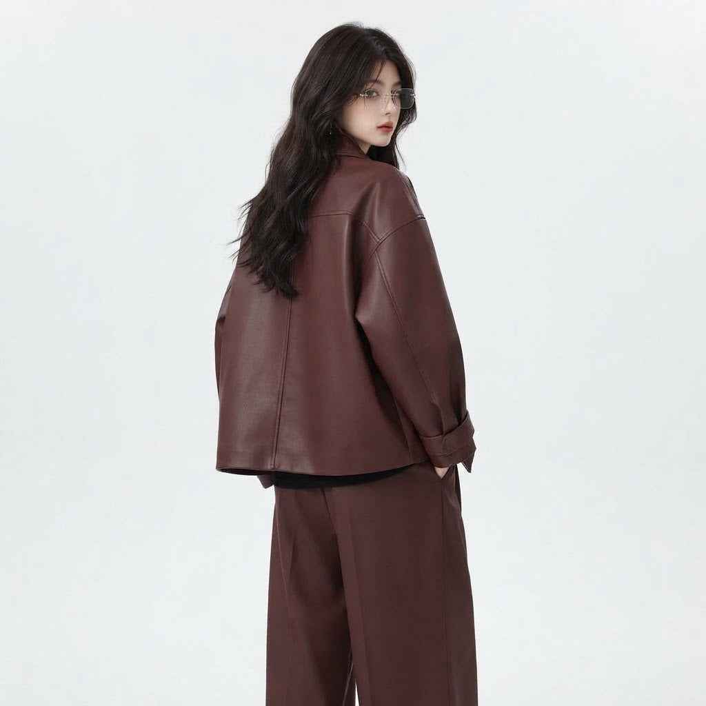 Women’s Oversized Double-Layer Leather Jacket | Premium Leather Jacket