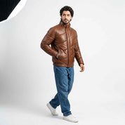 Men’s Diagonal Ribbed Puffer Jacket | Stylish Premium Winter Jacket