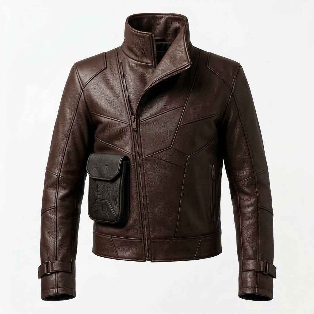 Modern Asymmetrical Zip Leather Jacket for Men