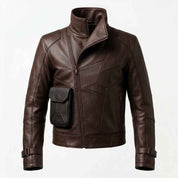 Modern Asymmetrical Zip Leather Jacket for Men