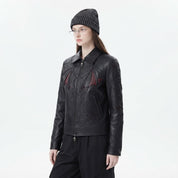 Women’s Spooky Halloween Leather Jacket | Gothic Black Genuine Leather Jacket