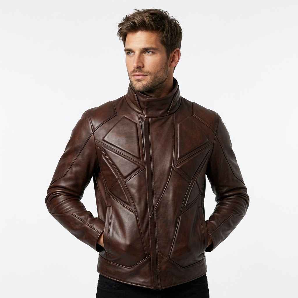 Architectural Panel Leather Jacket | Stylish Premium Structured Jacket