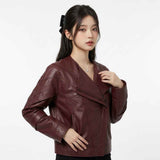 Sculptural Fold-Front Leather Jacket | Women’s Stylish Premium Leather Jacket