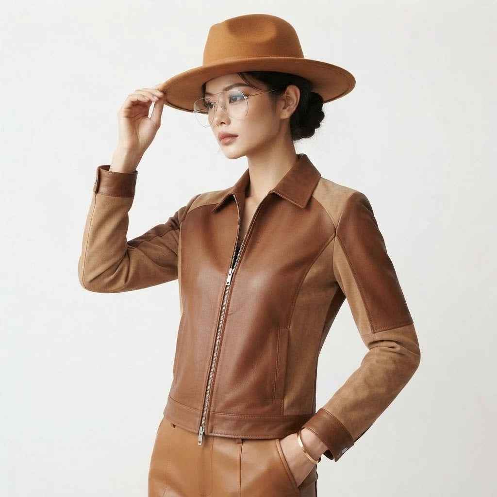 Women’s Chocolate Brown Full-Leather Fall Jacket | Premium Genuine Leather Autumn Jacket