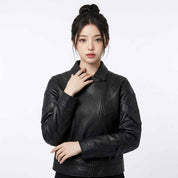 Asymmetric Panel Leather Jacket | Women’s Stylish Premium Leather Jacket