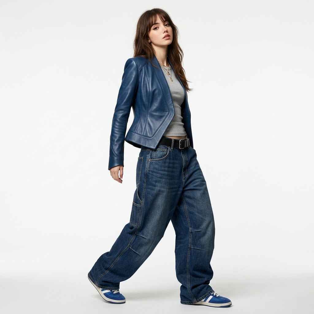 Sculpted Asymmetric Wrap Leather Jacket | Women’s Stylish Biker Jacket