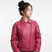 Asymmetric Panel Leather Jacket | Women’s Stylish Premium Leather Jacket