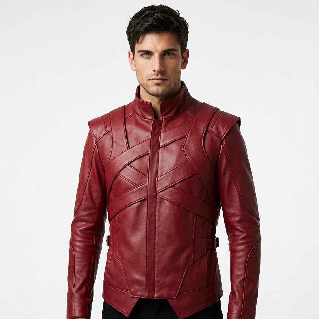 Layered Harness-Panel Leather Jacket | Stylish Premium Biker Jacket